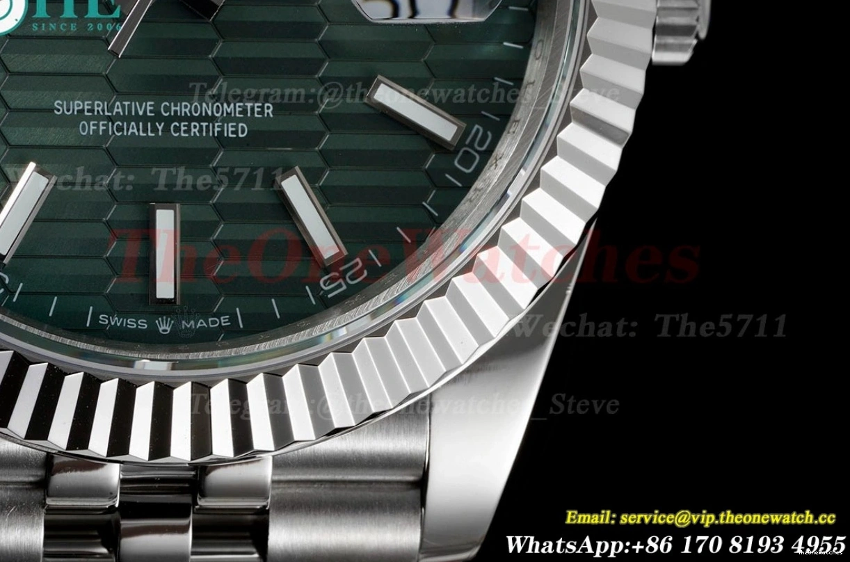 126334 GMF 41mm SS VR3235 Textured Green SS Datejust Dial 0214